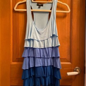 Aqua blue ombré layered tank-XS